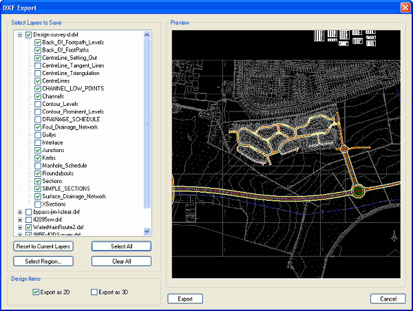 DXF Export Preview Window