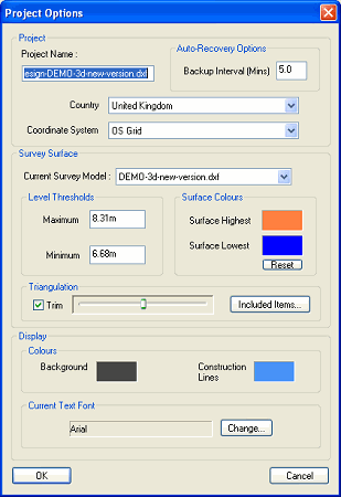 Project Options Window