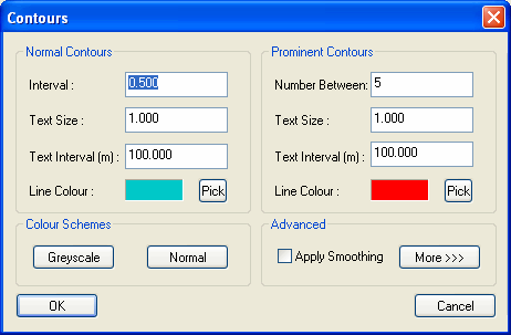 Survey Contours Window