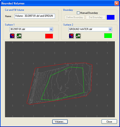 Surfaces Volumes window